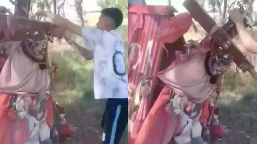 PREDICADOR RELIGIOSO DESTRUYÓ UN ALTAR DEL GAUCHITO GIL Y GENERÓ POLÉMICA