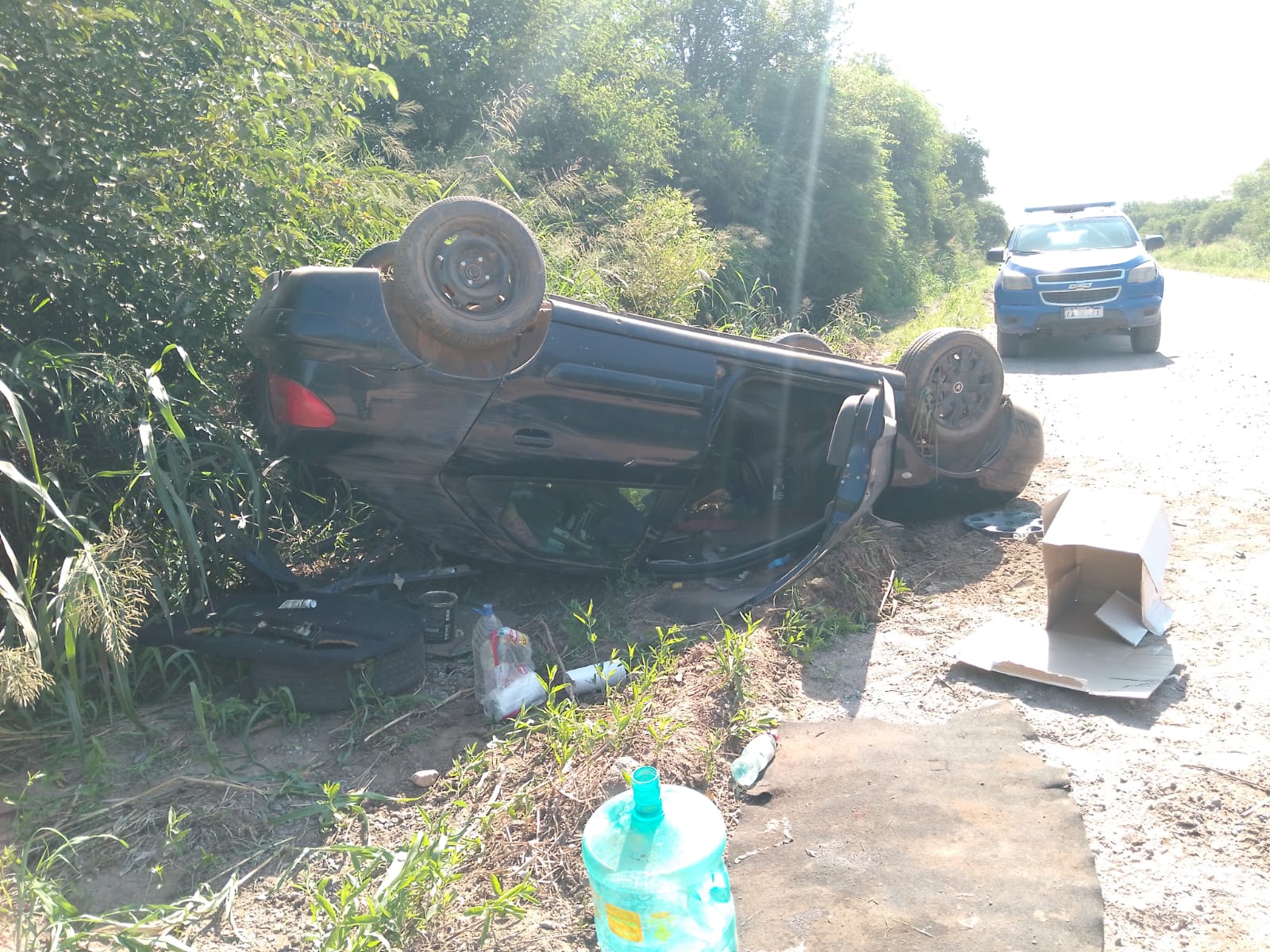 UN AUTO VOLCÓ CAMINO A NINTES EN JESÚS MARÍA